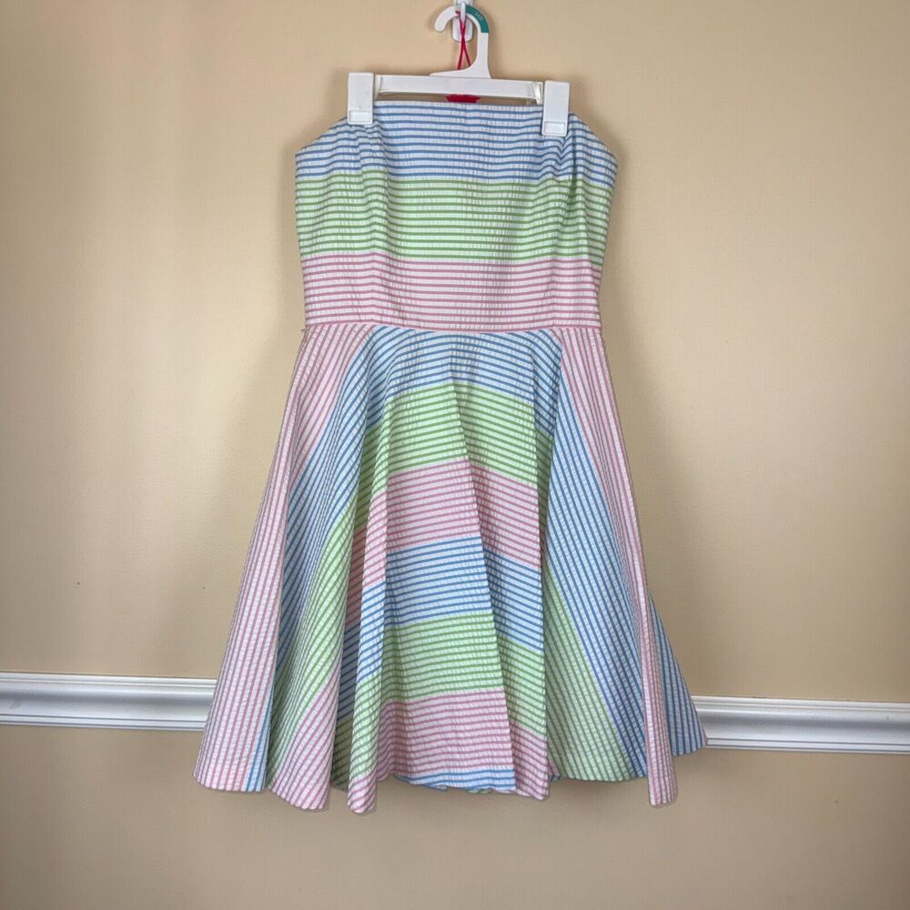 Vineyard Vines Kentucky Derby Dress striped seersucker strapless 6